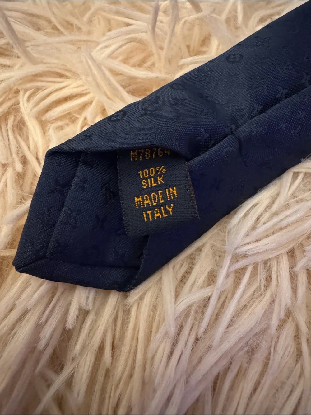 Louis Vuitton Navy Tonal Silk Monogram Men's Tie